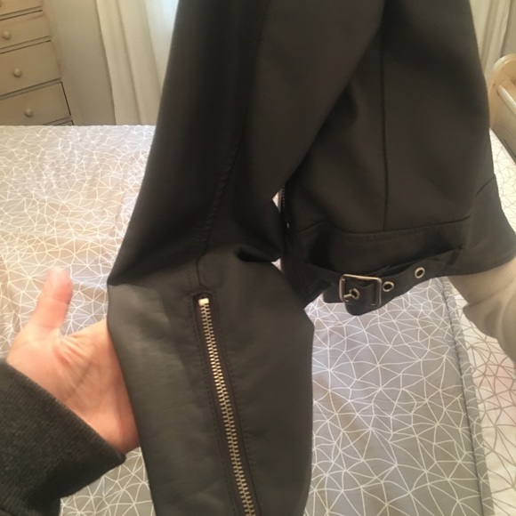 Faux Leather Jacket, Charcoal Grey - Picture 3 of 5